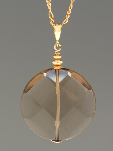 Smokey Quartz Pendant - 9ct Gold