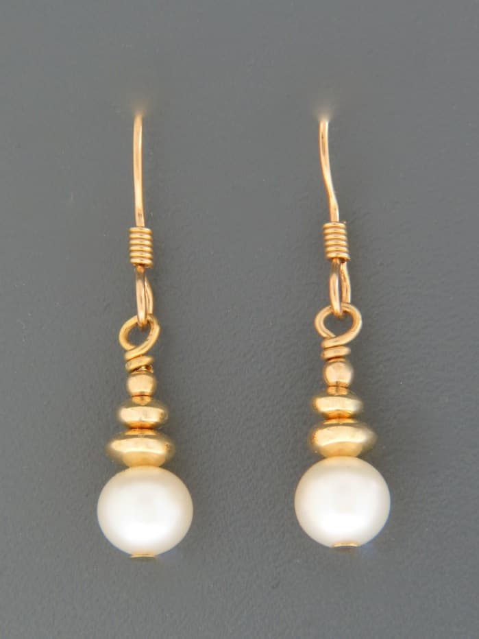 6mm White Pearl Earrings - 14ct Gold Filled - YW6UG