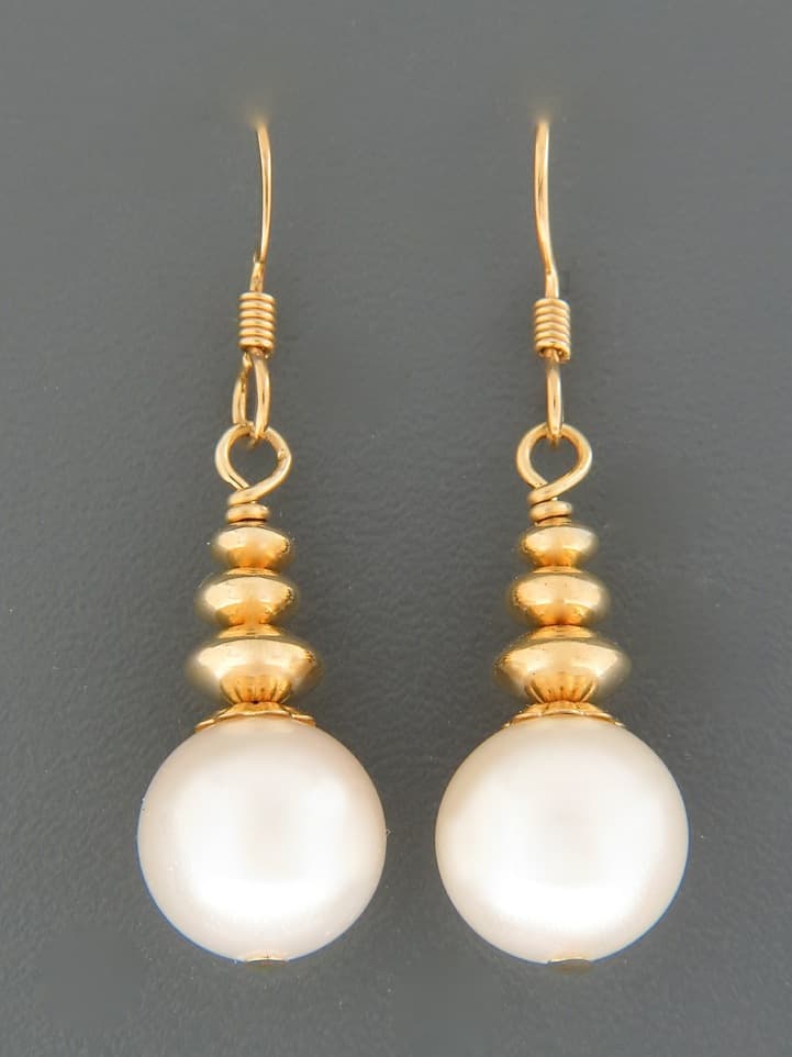 10mm White Pearl Earrings - 14ct Gold Filled