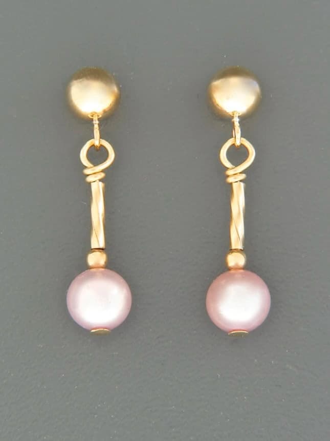 6mm Pink Pearl Earrings - 14ct Gold Filled - YP6HZZG