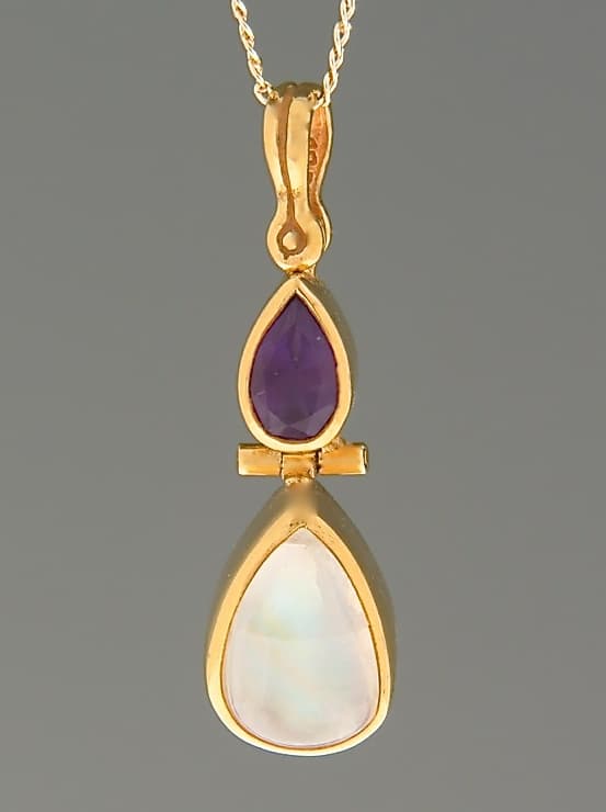Moonstone & Amethyst Pendant - Gold Vermeil