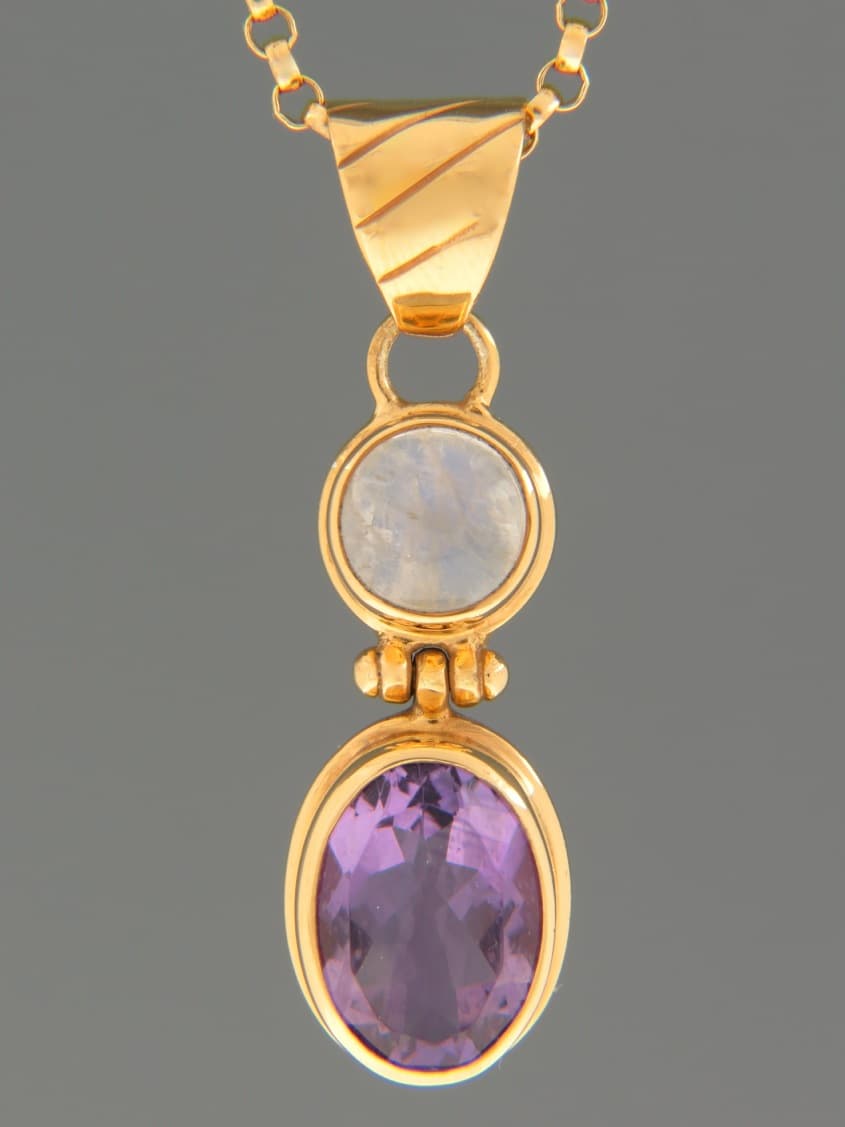 Amethyst & Moonstone Pendant - Gold Vermeil