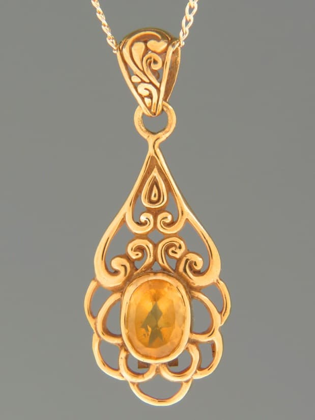 Citrine Pendant - Gold Vermeil