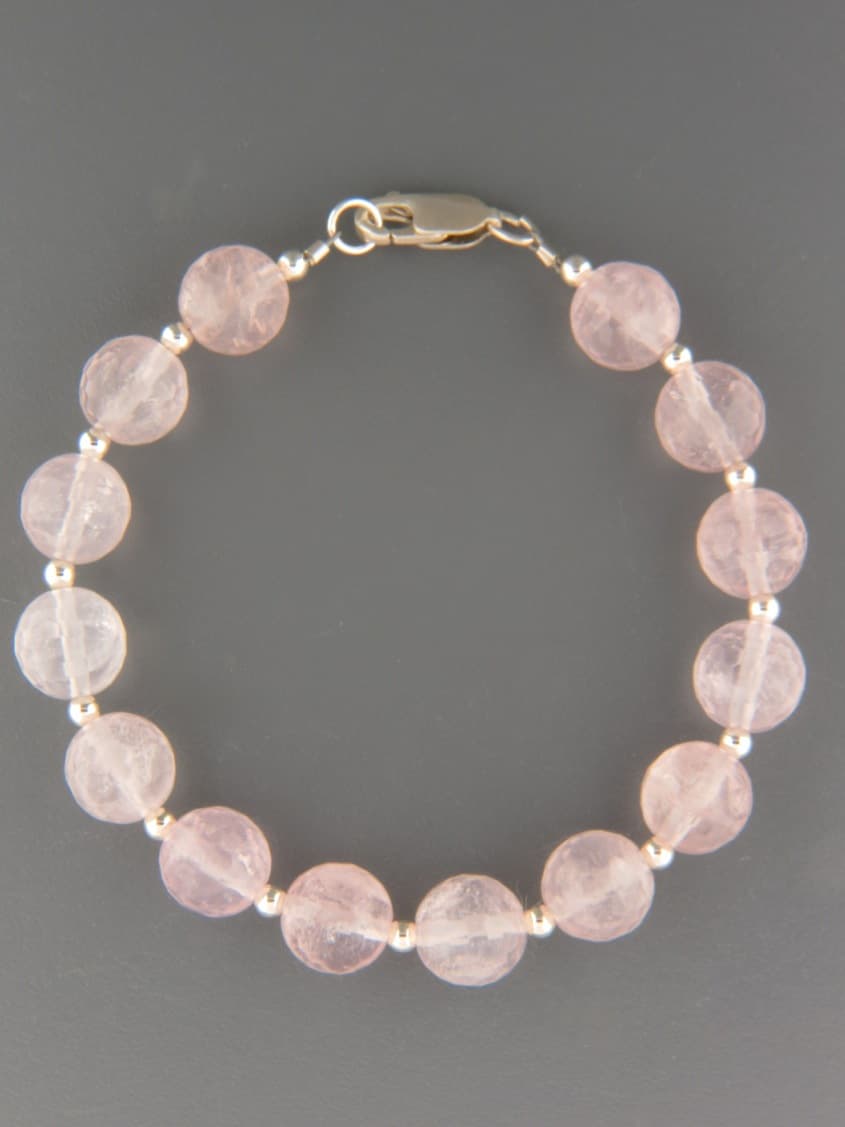 Rose Quartz Bracelet - 10mm round faceted stones