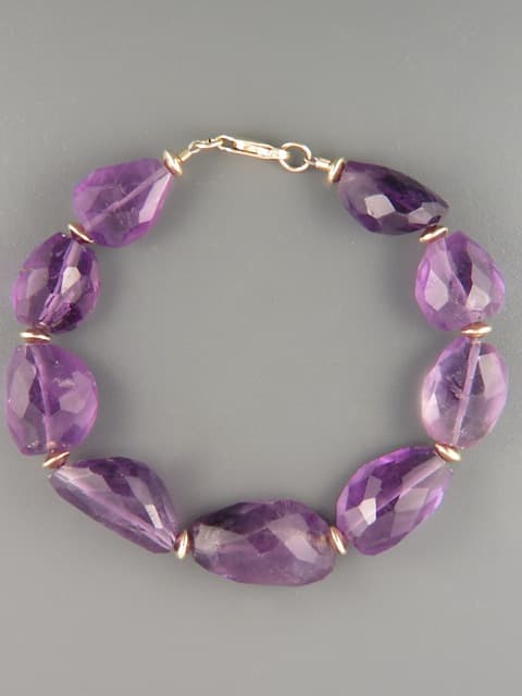 Amethyst Bracelet - irregular faceted stones