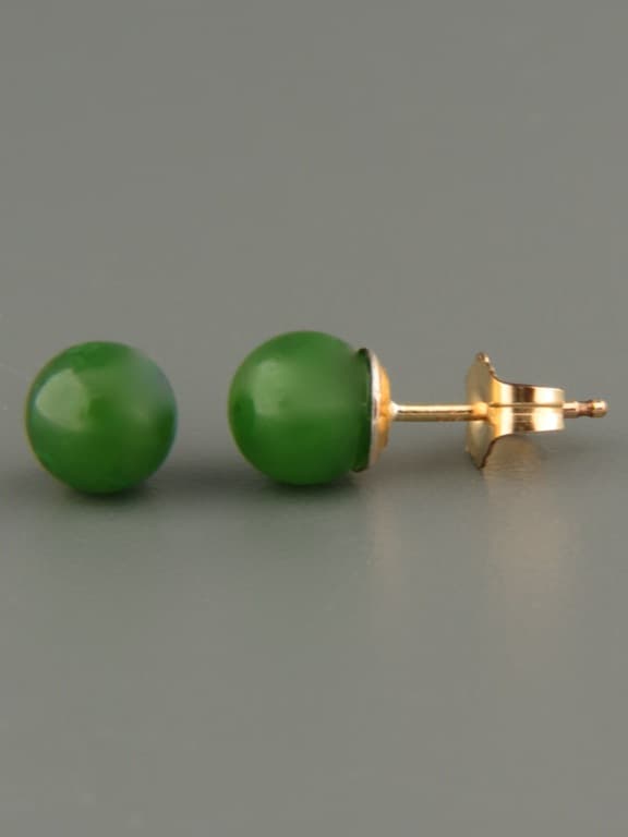 Jade Earrings - Gold stud - 6mm stones