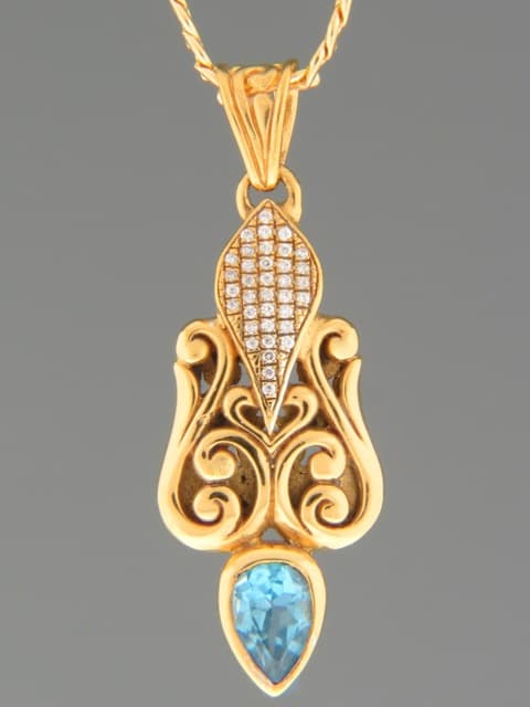 Blue Topaz Pendant - Gold Vermeil