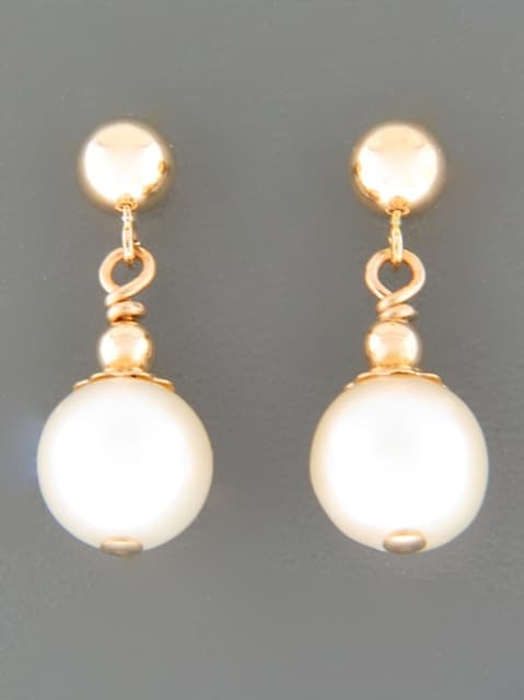 8mm White Pearl stud Earrings - 14ct Gold Filled - YW8ZZG