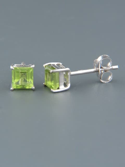 Peridot Earrings - Sterling Silver stud - 6mm stones
