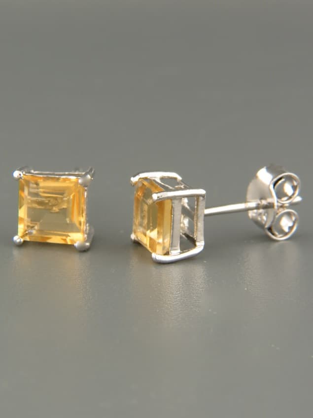 Citrine Earrings - Sterling Silver stud - 6mm stones