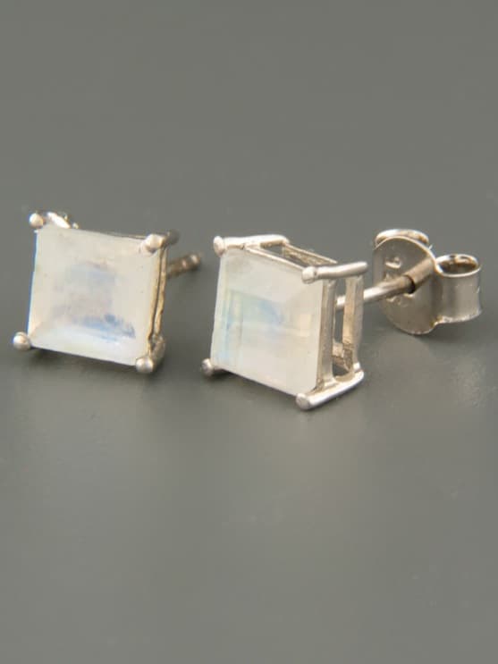 Moonstone Earrings - Sterling Silver stud - 6mm stones