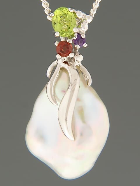 Baroque Pearl Pendant - Sterling Silver