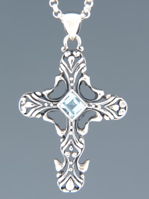 Blue Topaz Pendant - Sterling Silver