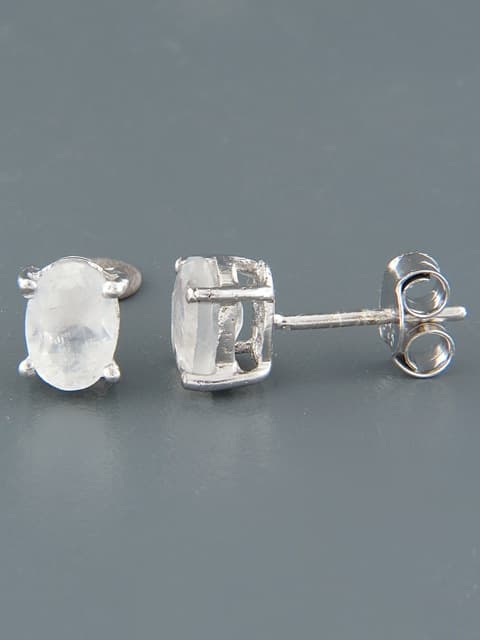 Moonstone Earrings - Sterling Silver stud - 5x7mm stones