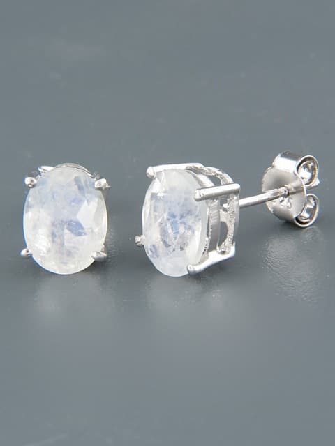 Moonstone Earrings - Sterling Silver stud - 7x9mm stones