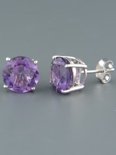 Amethyst Earrings - Sterling Silver stud - 10mm stones