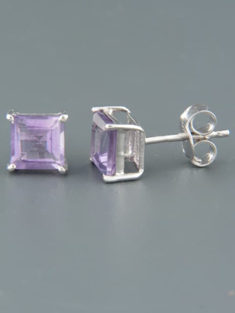 Amethyst Earrings - Sterling Silver stud - 6mm stones