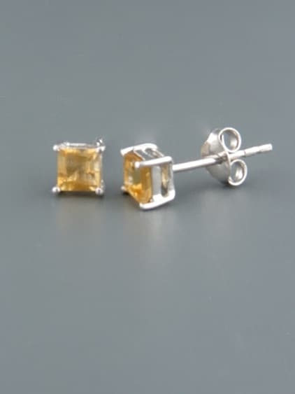 Citrine Earrings - Sterling Silver stud - 4mm stones