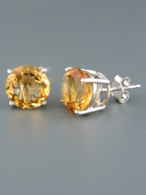 Citrine Earrings - Sterling Silver stud - 10mm stones