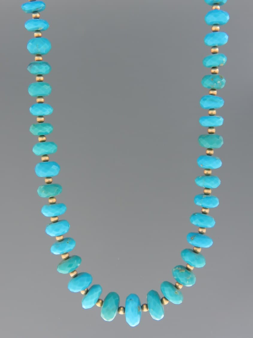 Turquoise Necklace - faceted roundels with 3mm round beads