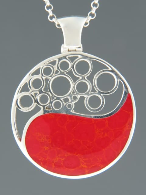 Red Coral Pendant - Sterling Silver