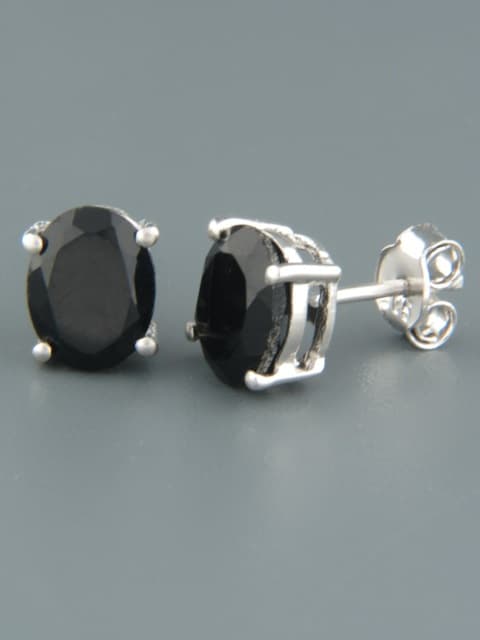 Onyx Earrings - Sterling Silver stud - 7x9mm stones