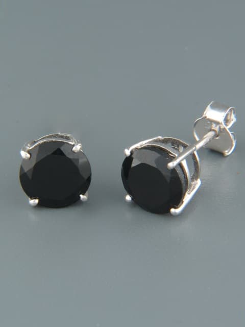 Onyx Earrings - Sterling Silver stud - 8mm stones