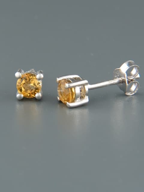 Citrine Earrings - Sterling Silver stud - 4mm stones