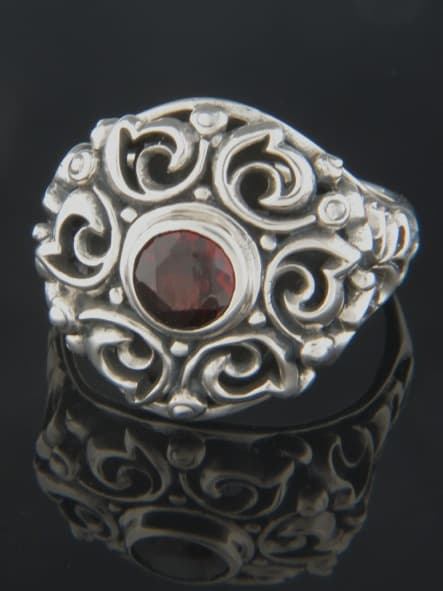 Garnet Ring - Sterling Silver