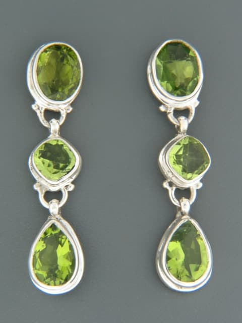 Peridot Earrings - Sterling Silver stud