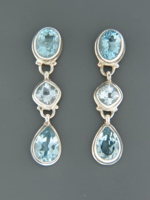 Blue Topaz Earrings - Sterling Silver stud