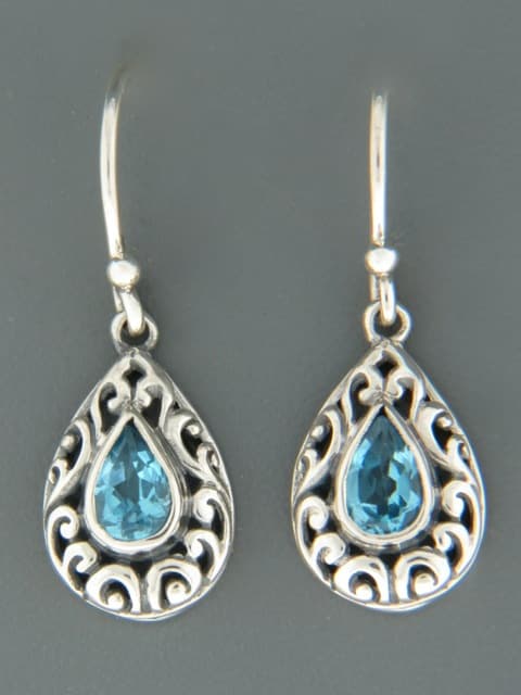 Blue Topaz Earrings - Sterling Silver
