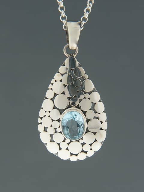 Blue Topaz Pendant - Sterling Silver