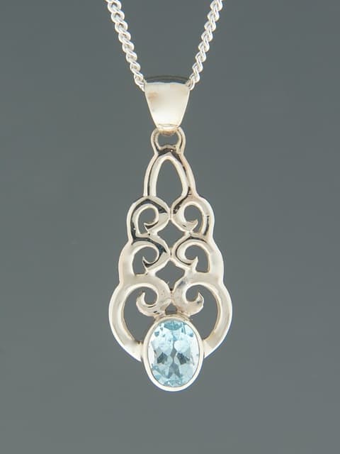 Blue Topaz Pendant - Sterling Silver