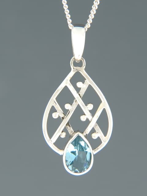 Blue Topaz Pendant - Sterling Silver