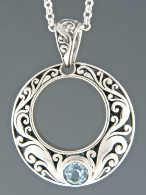 Blue Topaz Pendant - Sterling Silver
