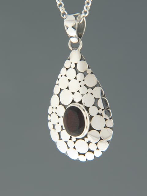 Garnet Pendant - Sterling Silver
