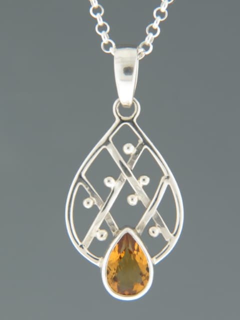 Citrine Pendant - Sterling Silver