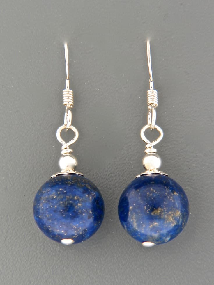 Lapis Lazuli Earrings - Sterling Silver - 10mm stones