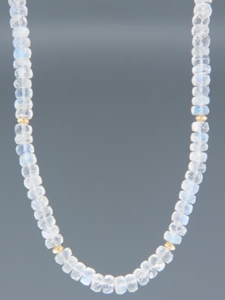 Moonstone Necklace - faceted roundels with Gold beads