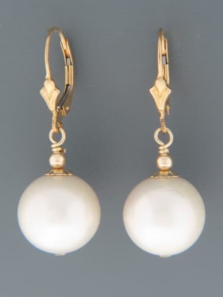 13mm White Pearl Earrings - 14ct Gold Filled
