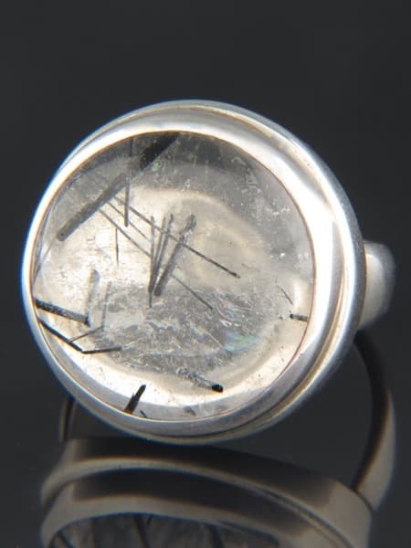 Tourmalinated Quartz Ring - Sterling Silver