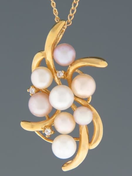 Pearl Pendant with Zircon - Gold Vermeil