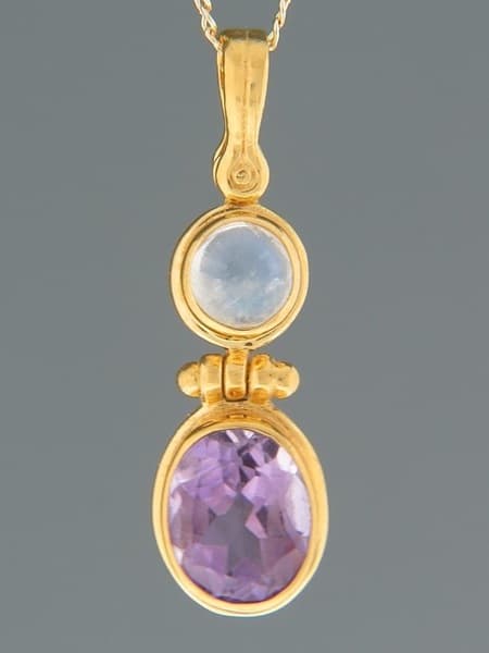 Amethyst & Moonstone Pendant - Gold Vermeil