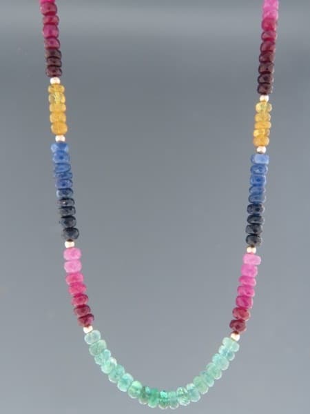 Ruby, Emerald &amp; Sapphire Necklace - 45cm