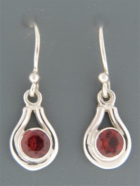 Garnet Earrings - Sterling Silver