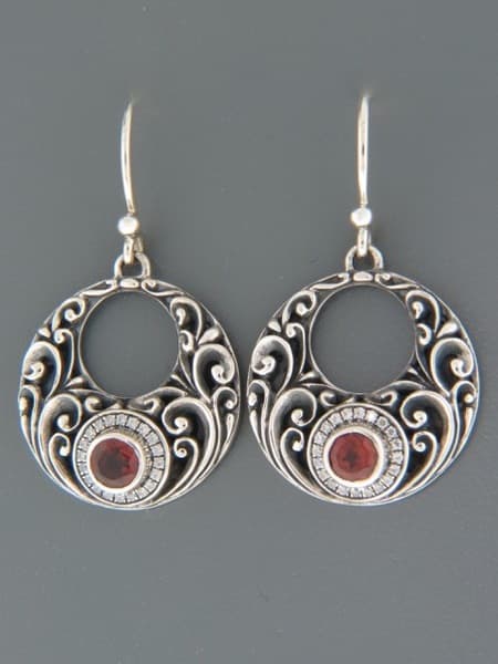 Garnet Earrings - Sterling Silver