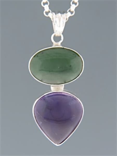 Jade & Amethyst Pendant - Sterling Silver