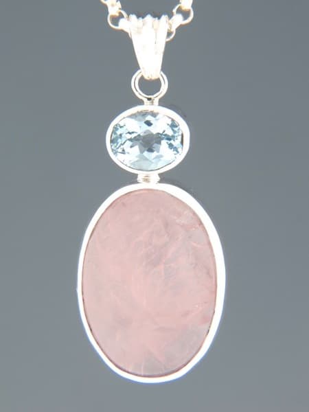 Rose Quartz & Blue Topaz Pendant - Sterling Silver