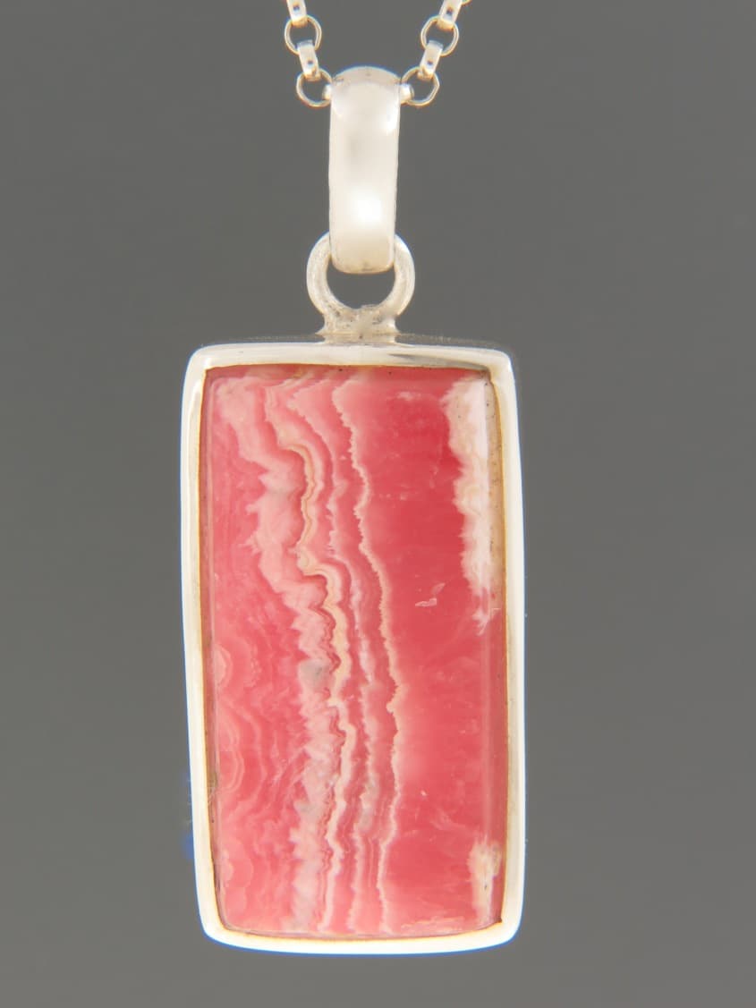 Rhodochrosite Pendant - Sterling Silver
